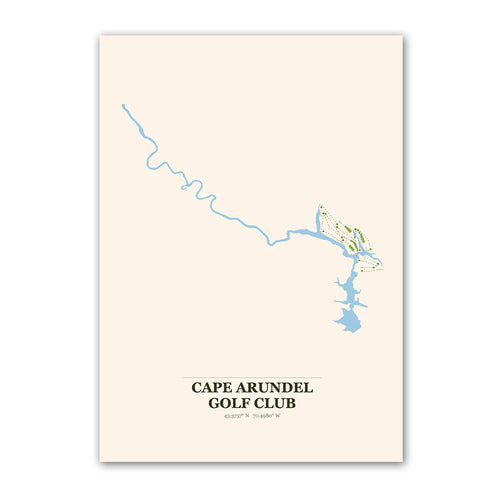 Cape Arundel golf course map print poster, Maine USA golf wall art