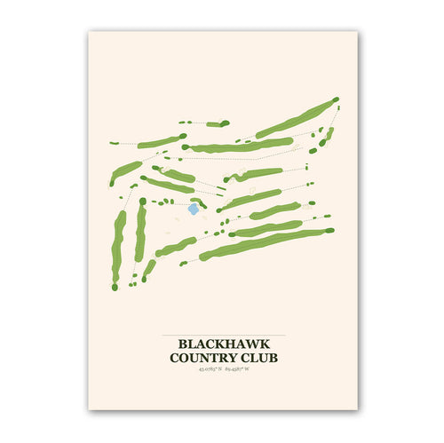 Blackhawk Country Club golf course map print poster, Connecticut USA golf wall art