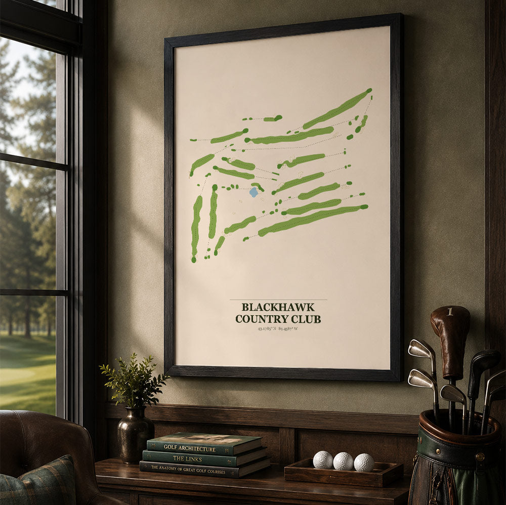 Blackhawk Country Club Golf Course Map Print Poster | Connecticut USA Golf Wall Art