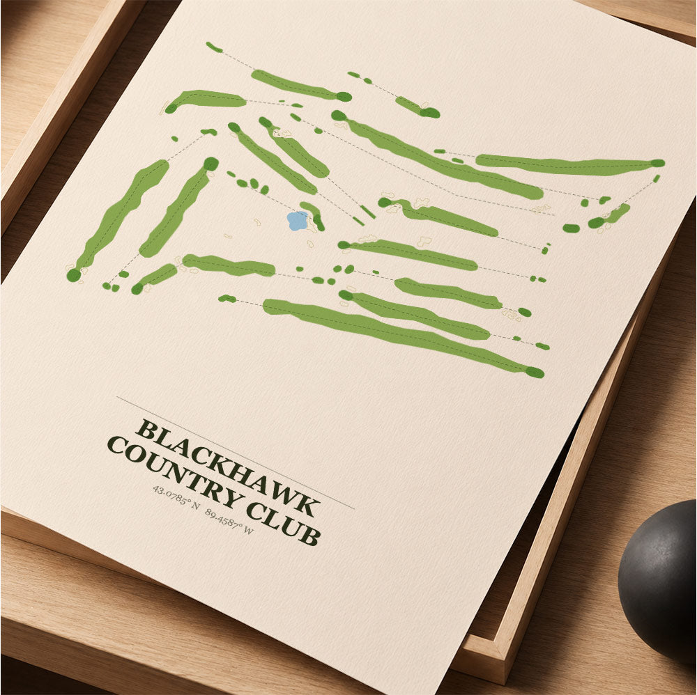 Blackhawk Country Club Golf Course Map Print Poster | Connecticut USA Golf Wall Art