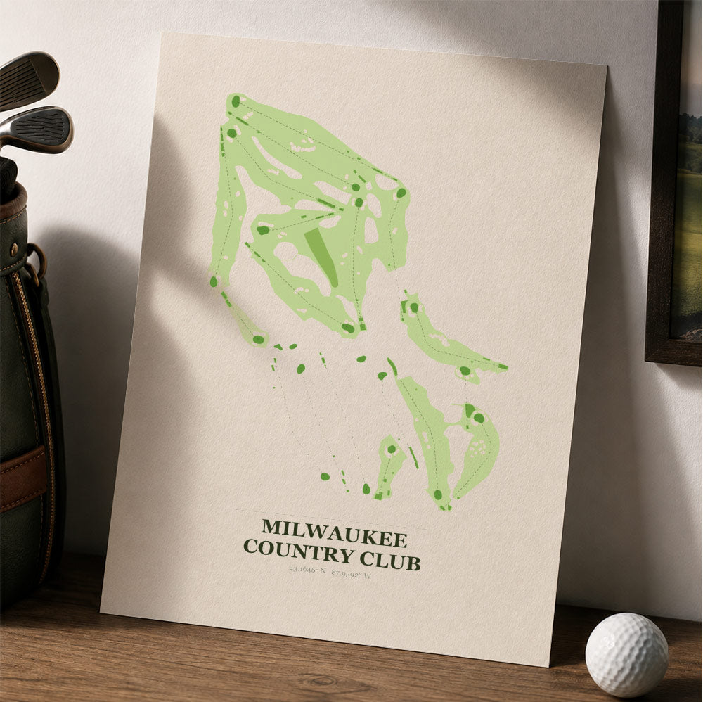 Milwaukee Country Club Golf Course Map Print Poster | Wisconsin USA Golf Wall Art