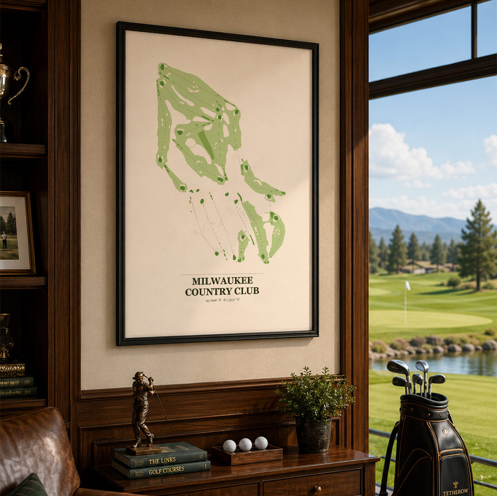 Milwaukee Country Club Golf Course Map Print Poster | Wisconsin USA Golf Wall Art
