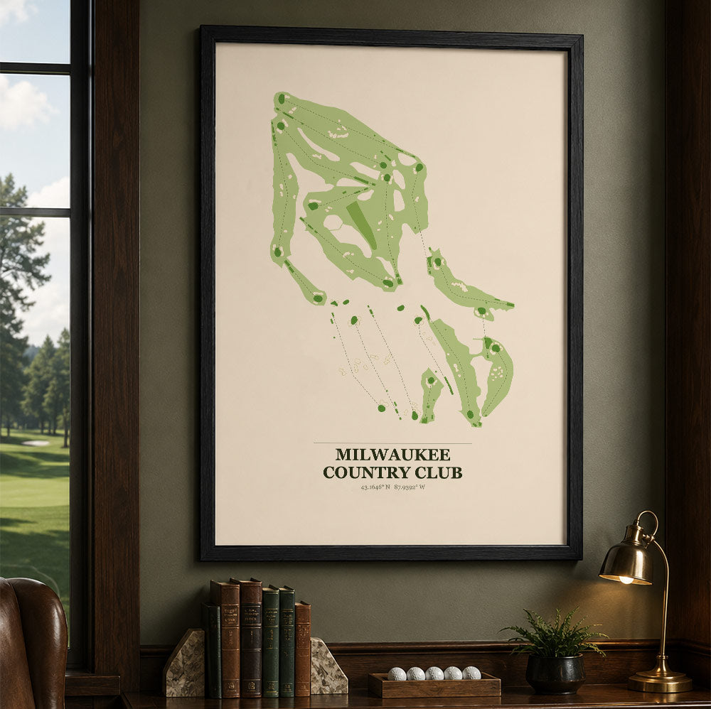 Milwaukee Country Club Golf Course Map Print Poster | Wisconsin USA Golf Wall Art