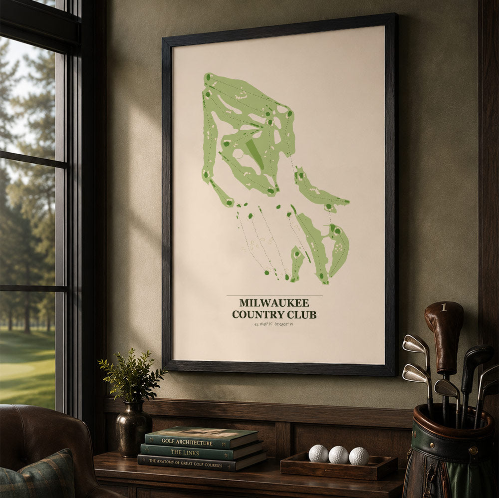 Milwaukee Country Club Golf Course Map Print Poster | Wisconsin USA Golf Wall Art