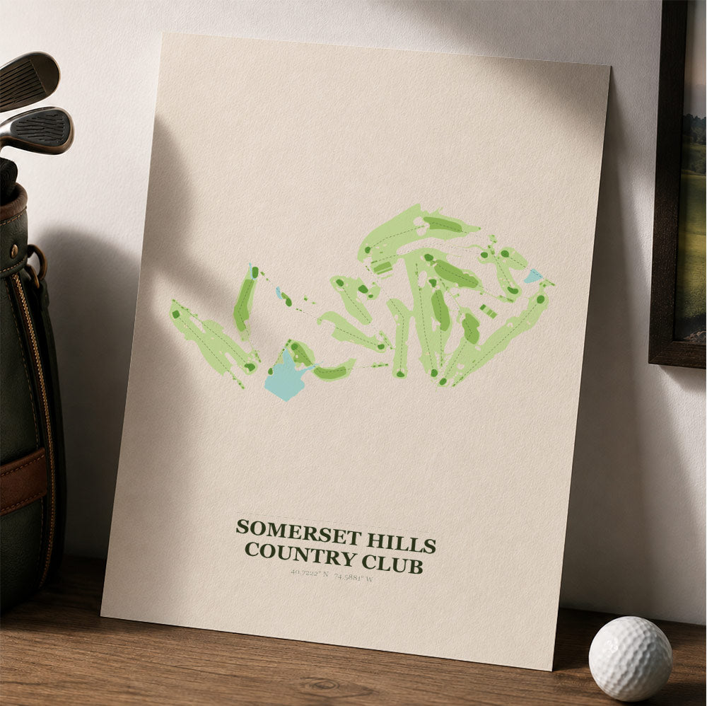 Somerset Hills Country Club Golf Course Map Print Poster | New Jersey USA Golf Wall Art