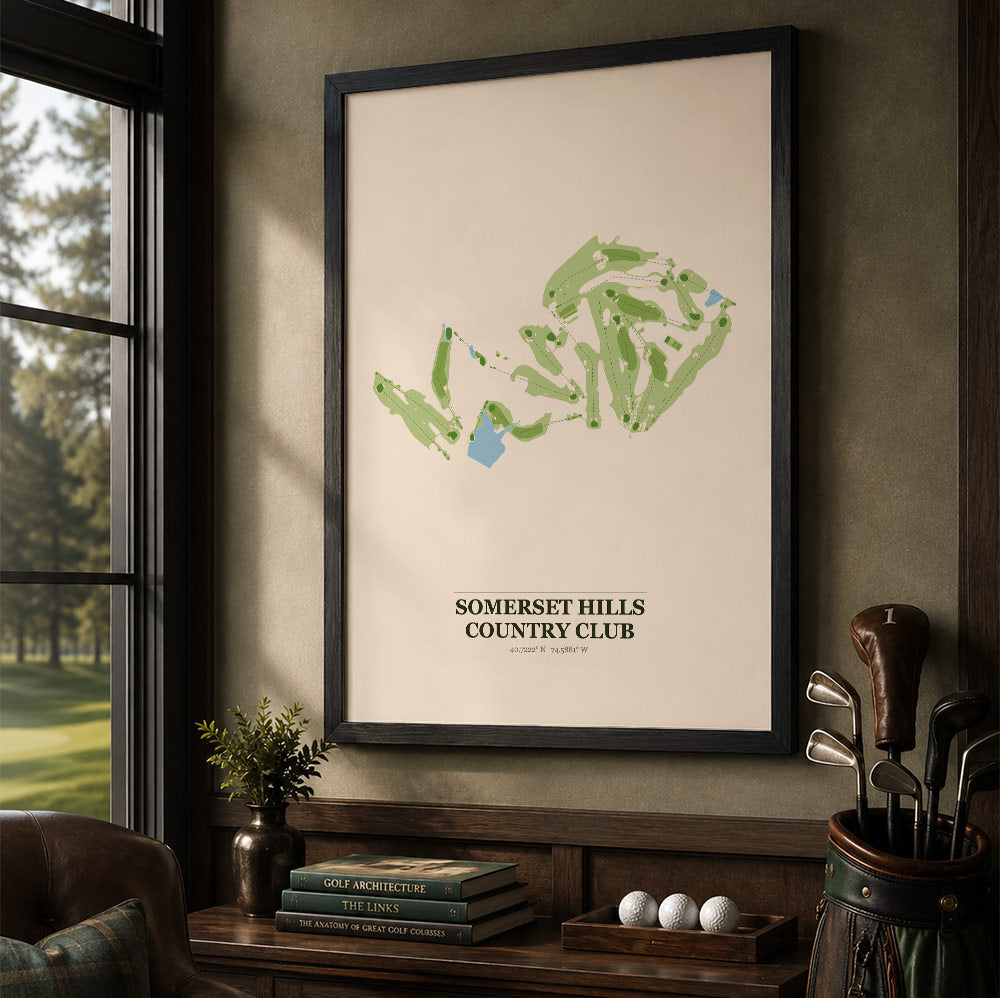 Somerset Hills Country Club Golf Course Map Print Poster | New Jersey USA Golf Wall Art