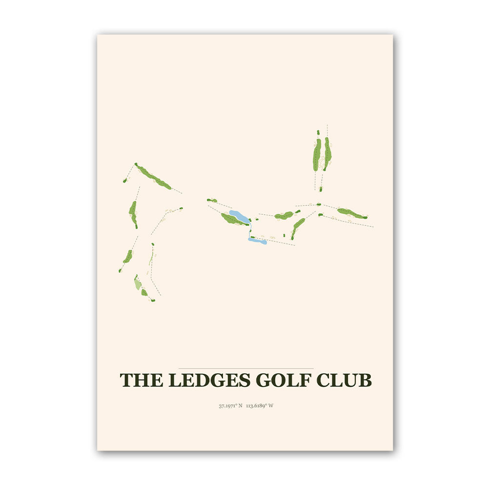 The Ledges golf course map print poster, Utah USA golf wall art