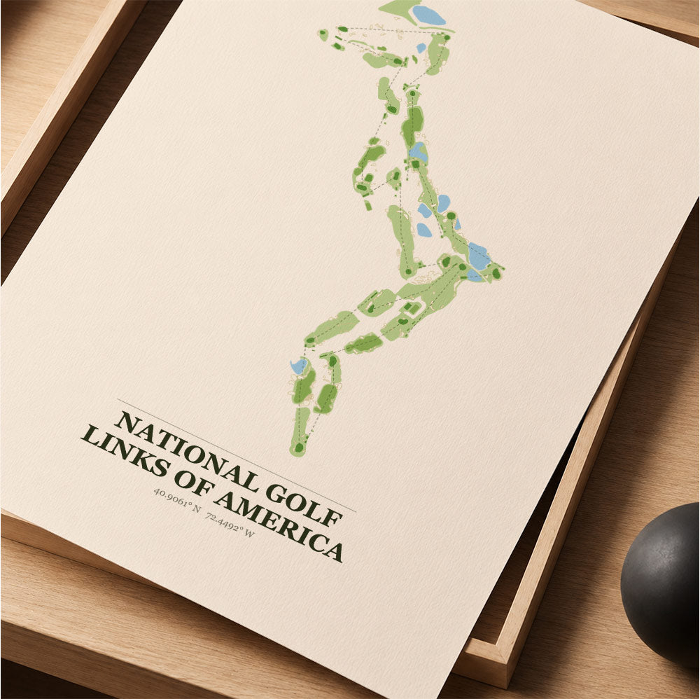 National Golf Links of America Golf Course Map Print Poster | New York USA Golf Wall Art