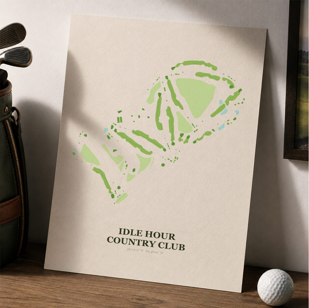 Idle Hour Country Club Golf Course Map Print Poster | Kentucky USA Golf Wall Art