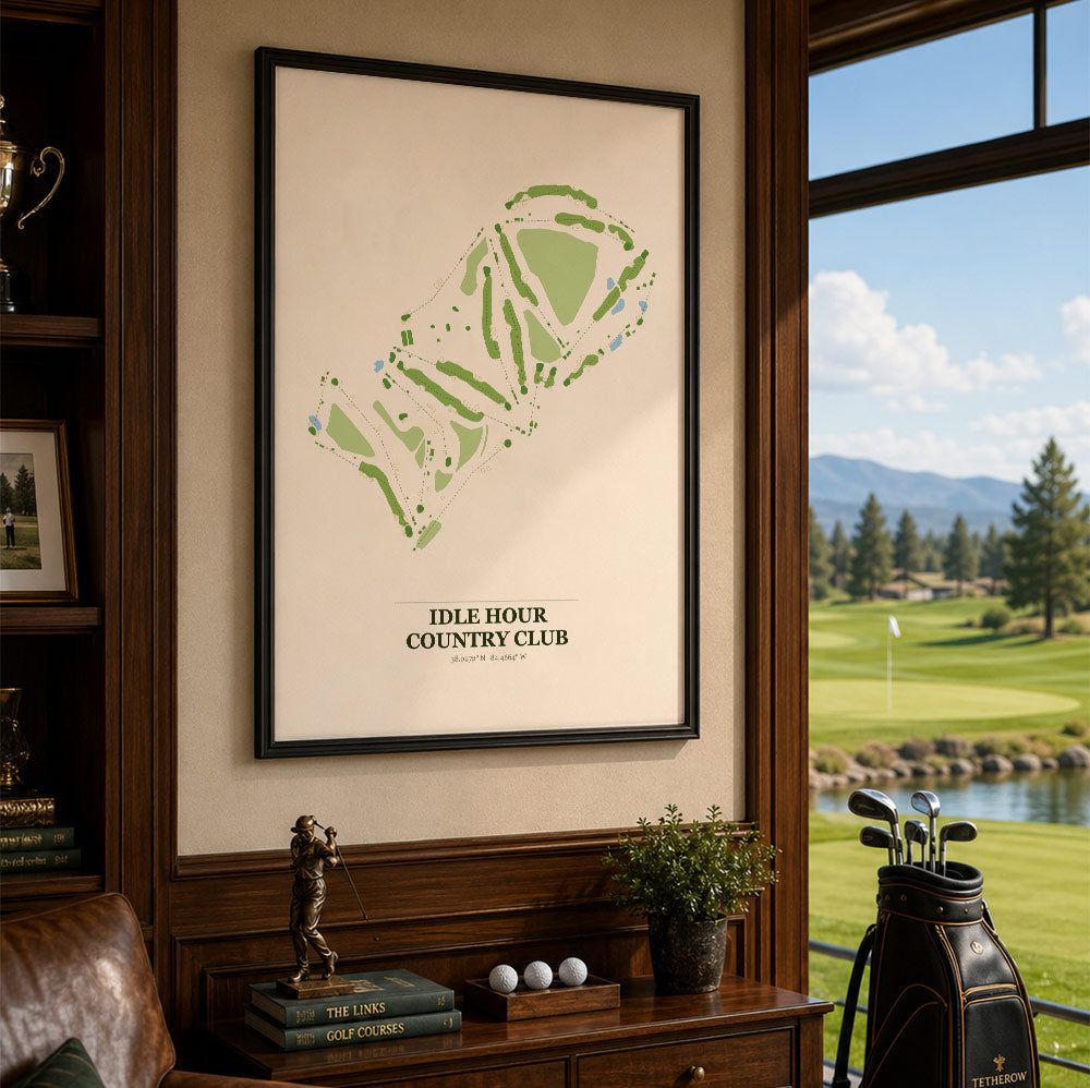 Idle Hour Country Club Golf Course Map Print Poster | Kentucky USA Golf Wall Art