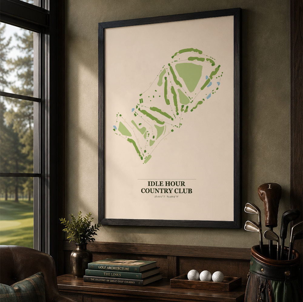 Idle Hour Country Club Golf Course Map Print Poster | Kentucky USA Golf Wall Art