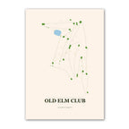 Old Elm Club golf course map print poster, Illinois USA golf wall art