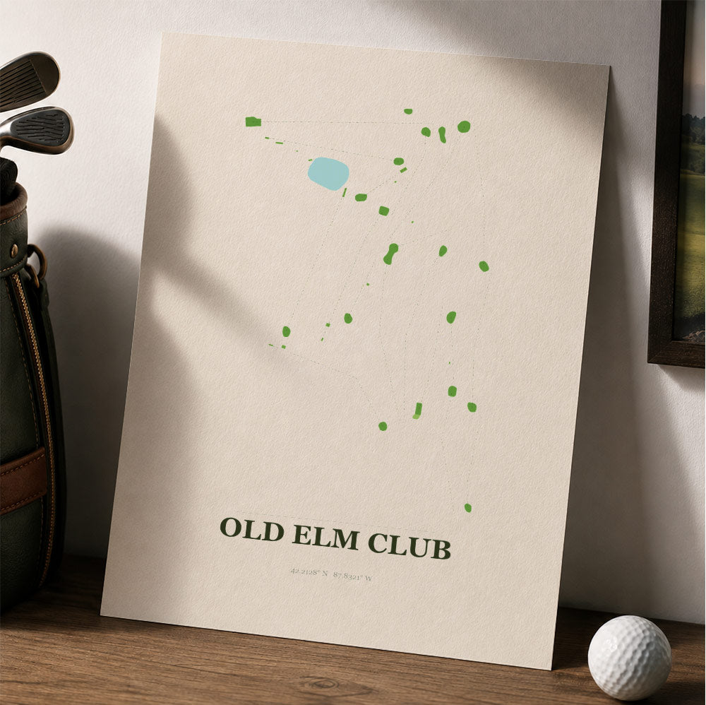 Old Elm Club Golf Course Map Print Poster | Illinois USA Golf Wall Art