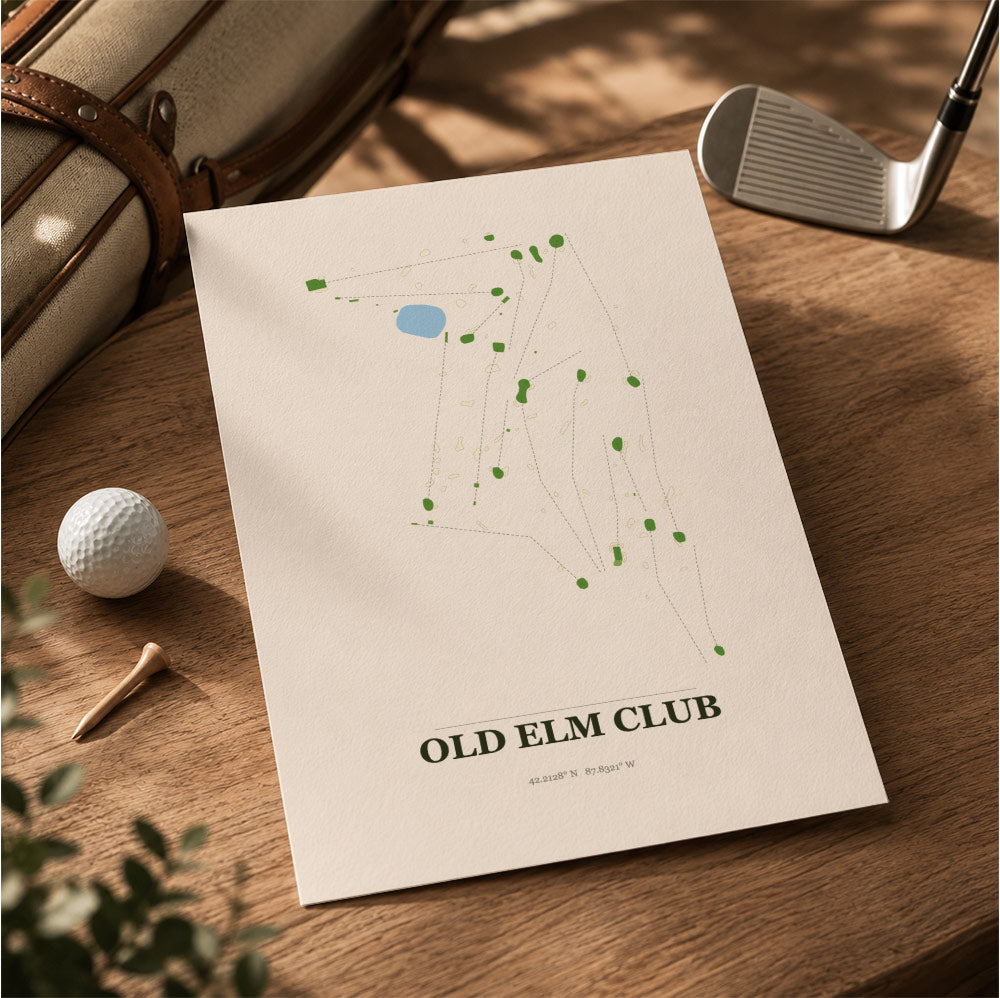 Old Elm Club Golf Course Map Print Poster | Illinois USA Golf Wall Art