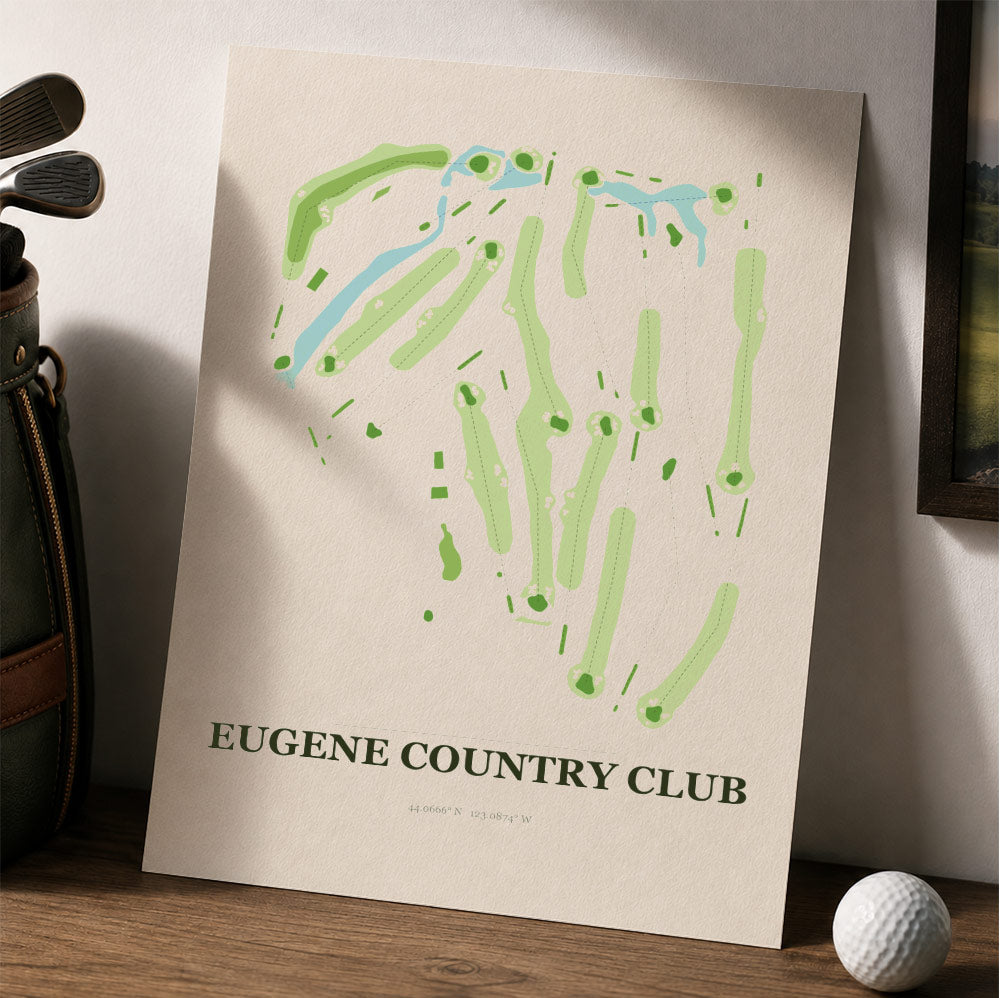 Eugene Country Club Golf Course Map Print Poster | Oregon USA Golf Wall Art