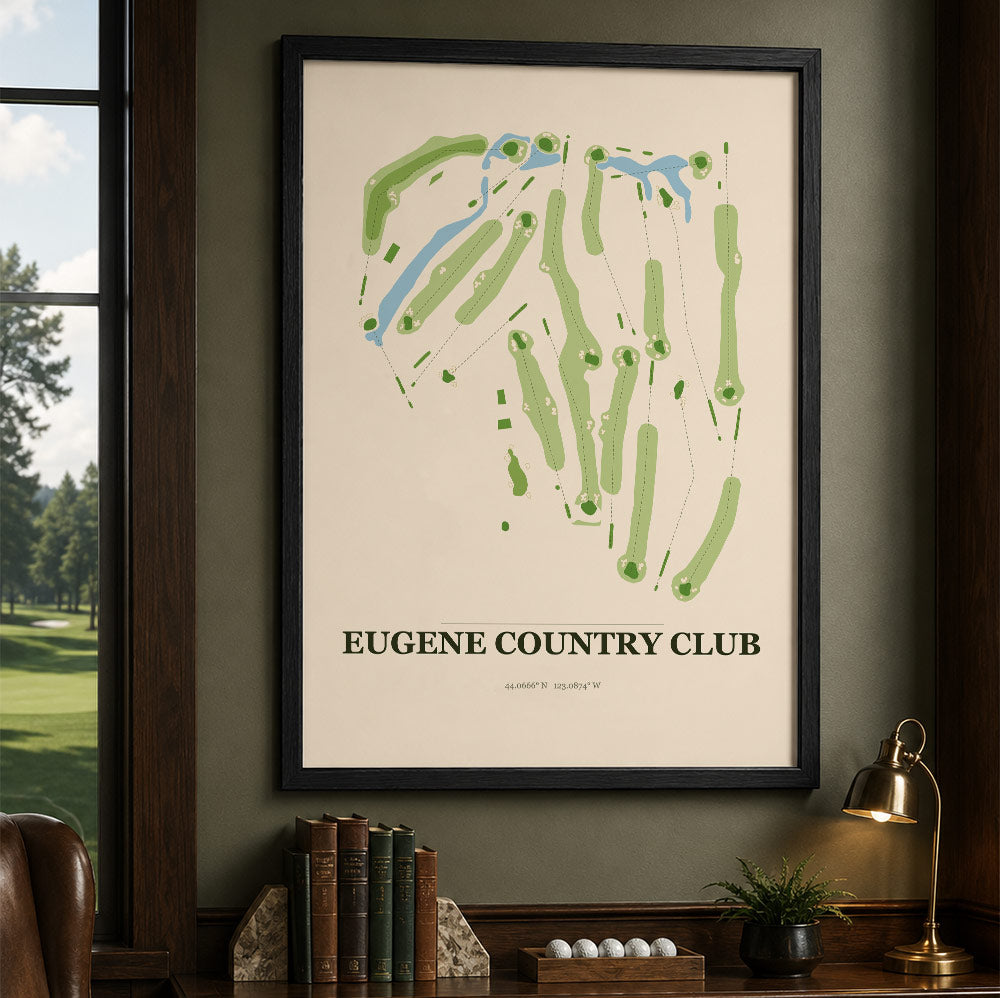 Eugene Country Club Golf Course Map Print Poster | Oregon USA Golf Wall Art