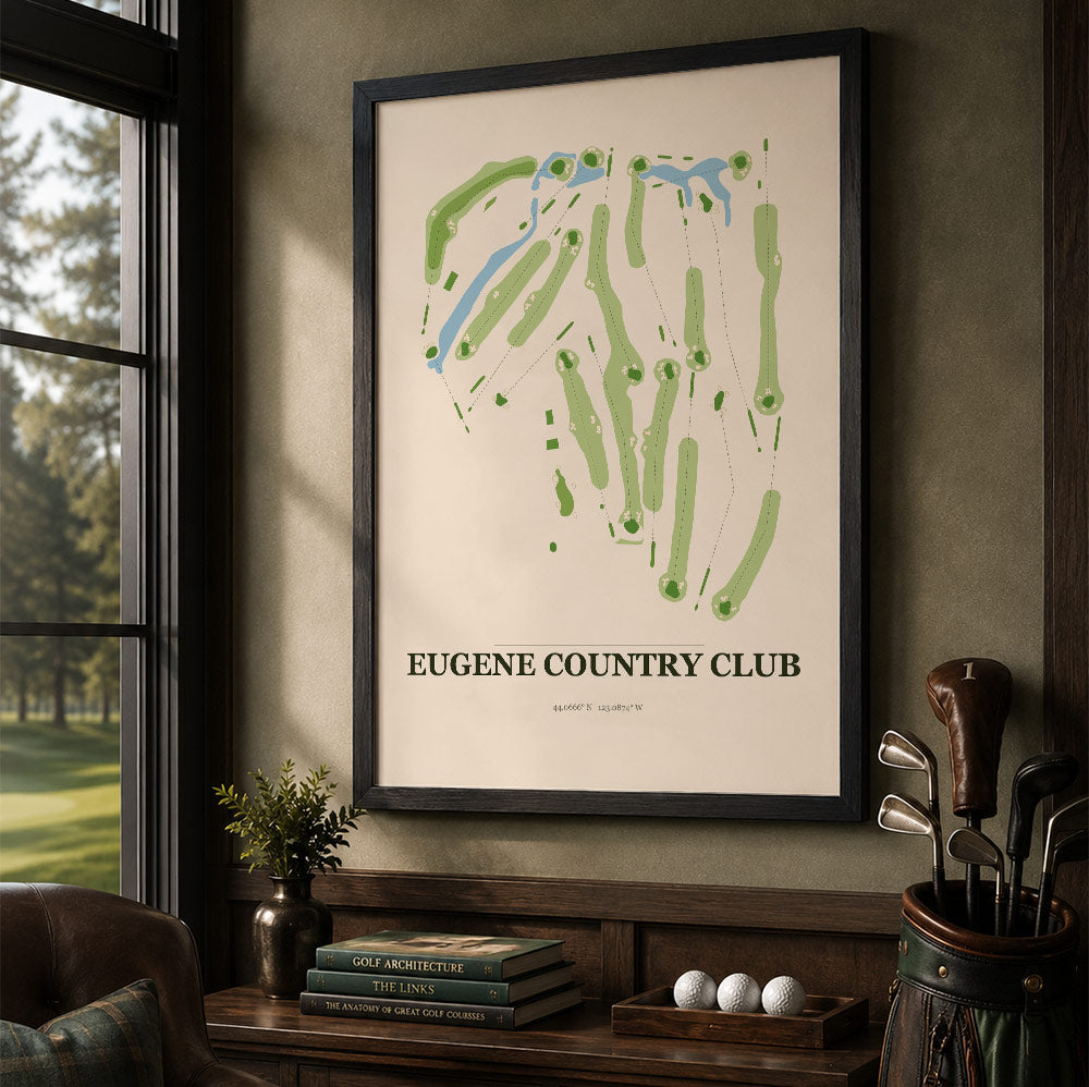 Eugene Country Club Golf Course Map Print Poster | Oregon USA Golf Wall Art