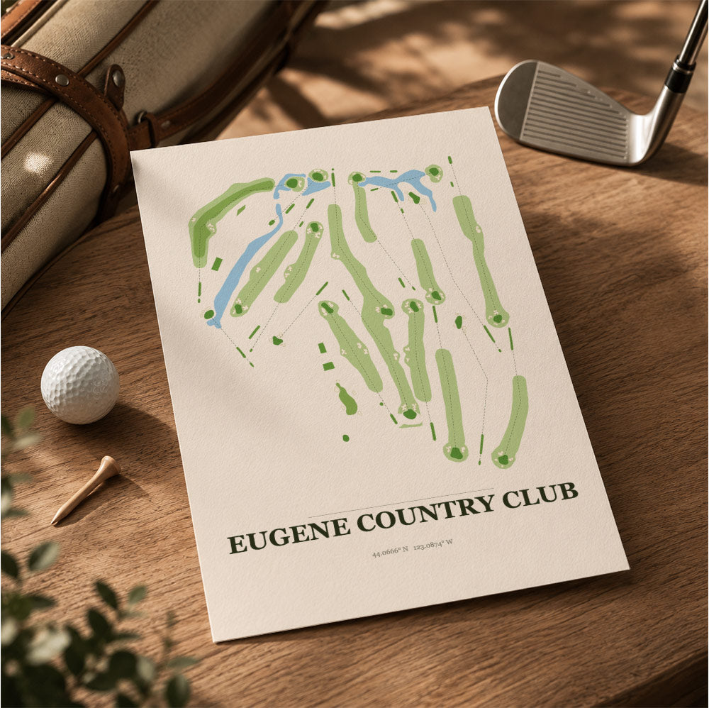 Eugene Country Club Golf Course Map Print Poster | Oregon USA Golf Wall Art