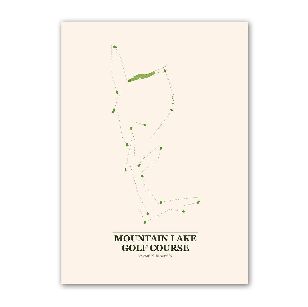 Mountain Lake golf course map print poster, Minnesota USA golf wall art