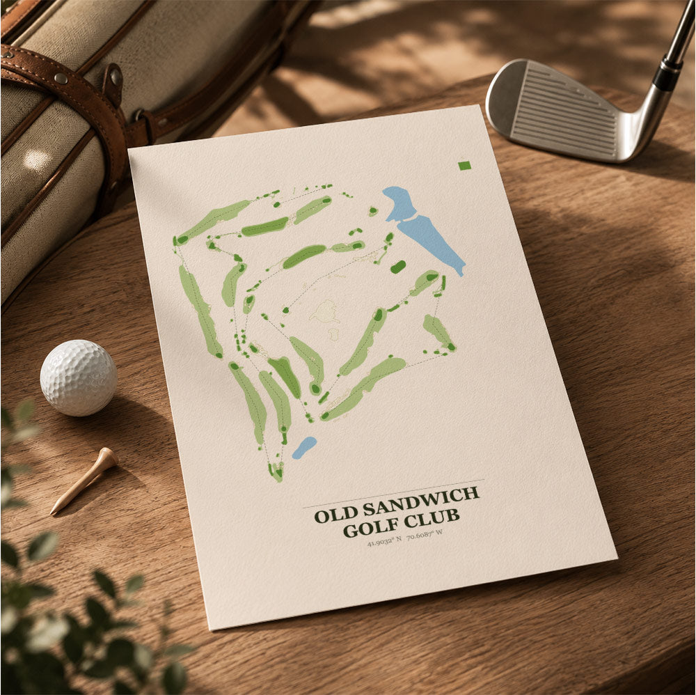Old Sandwich Golf Course Map Print Poster | Massachusetts USA Golf Wall Art