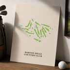 Barton Hills Country Club Golf Course Map Print Poster | Michigan USA Golf Wall Art