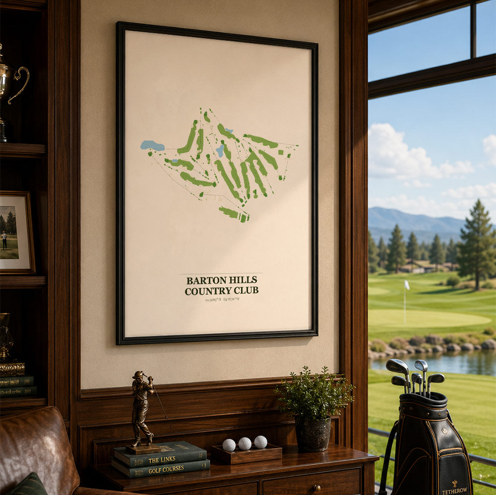 Barton Hills Country Club Golf Course Map Print Poster | Michigan USA Golf Wall Art