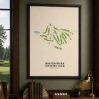 Barton Hills Country Club Golf Course Map Print Poster | Michigan USA Golf Wall Art