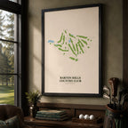 Barton Hills Country Club Golf Course Map Print Poster | Michigan USA Golf Wall Art
