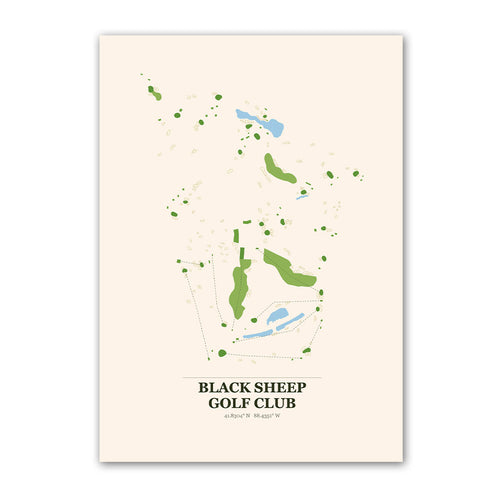 Black Sheep golf course map print poster, Illinois USA golf wall art