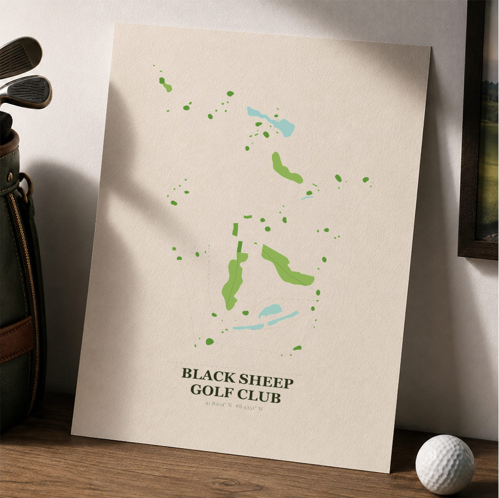Black Sheep Golf Course Map Print Poster | Illinois USA Golf Wall Art