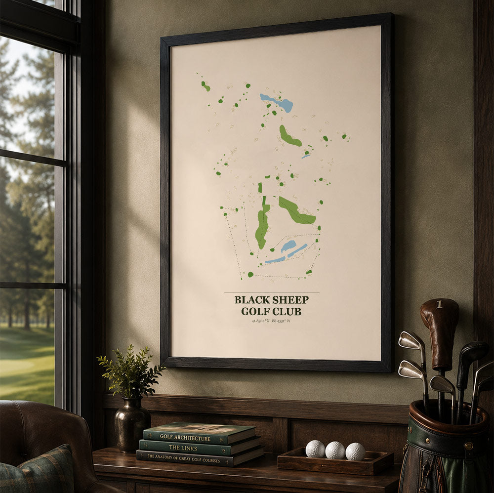 Black Sheep Golf Course Map Print Poster | Illinois USA Golf Wall Art