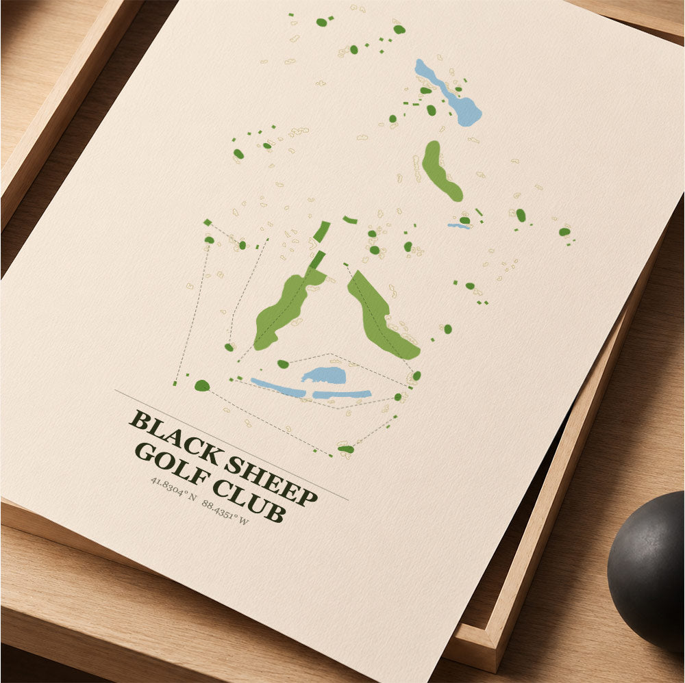 Black Sheep Golf Course Map Print Poster | Illinois USA Golf Wall Art