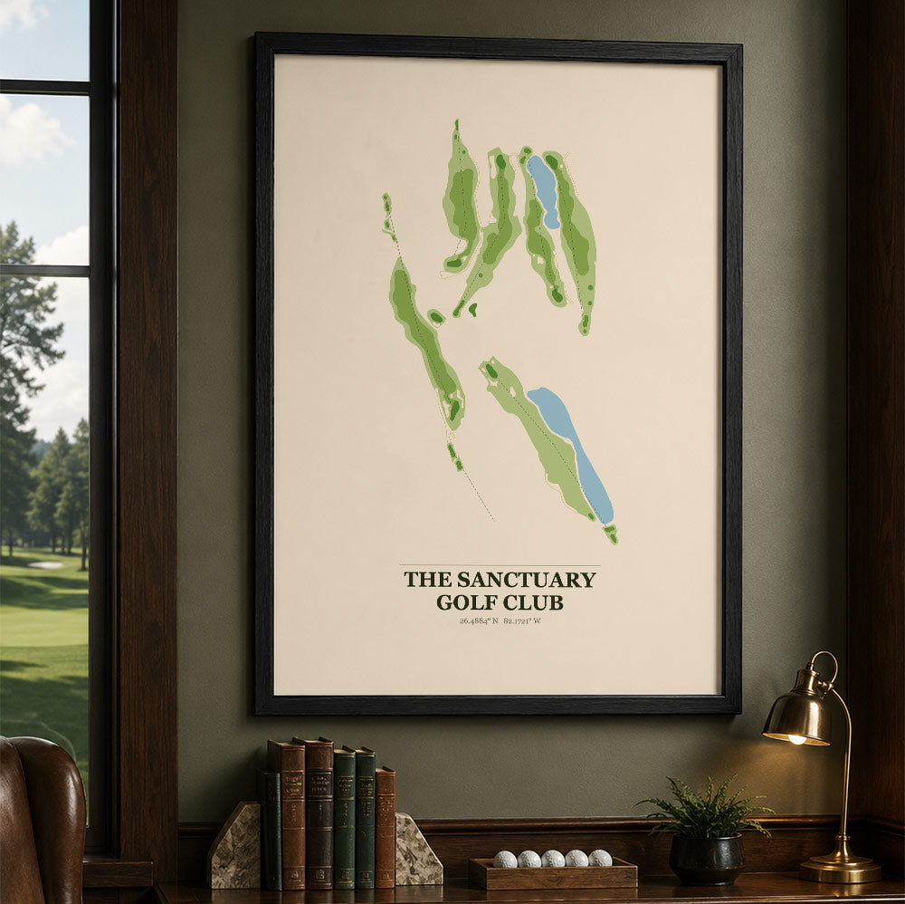 The Sanctuary Golf Course Map Print Poster | Florida USA Golf Wall Art