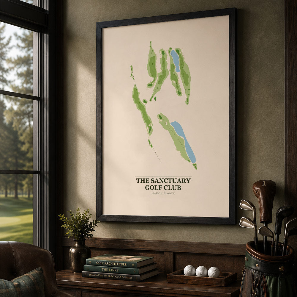 The Sanctuary Golf Course Map Print Poster | Florida USA Golf Wall Art