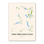 Pine Tree golf course map print poster, Florida USA golf wall art