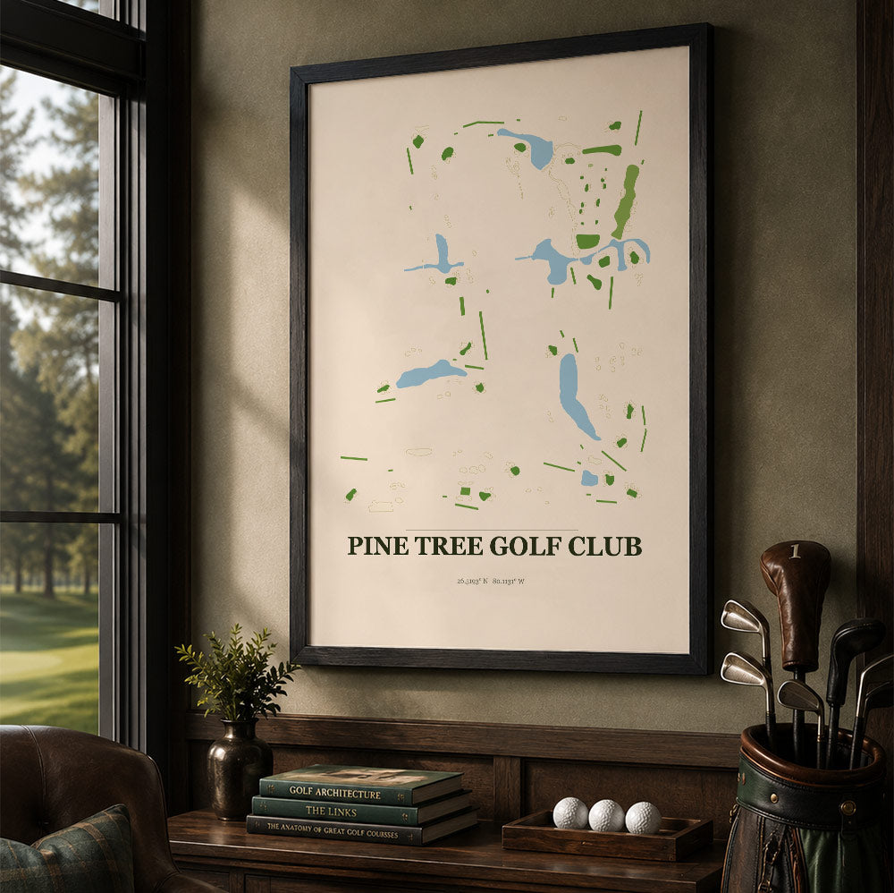 Pine Tree Golf Course Map Print Poster | Florida USA Golf Wall Art