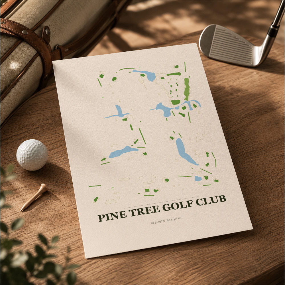 Pine Tree Golf Course Map Print Poster | Florida USA Golf Wall Art