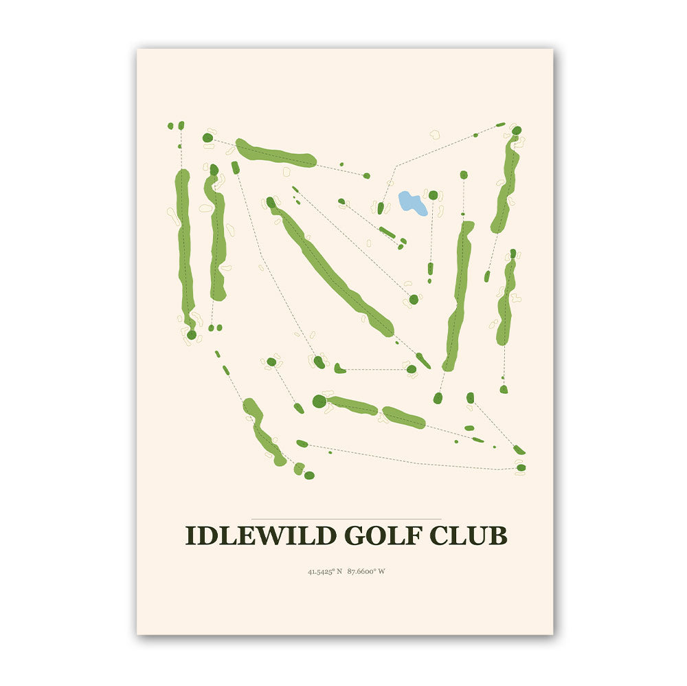 Idlewild golf course map print poster, Wisconsin USA golf wall art