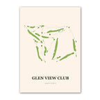 Glen View Club golf course map print poster, Illinois USA golf wall art