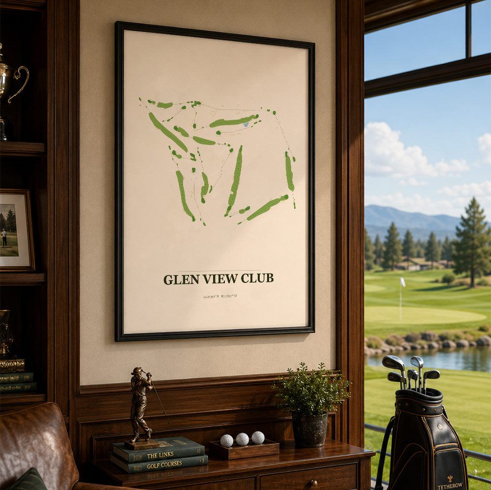 Glen View Club Golf Course Map Print Poster | Illinois USA Golf Wall Art