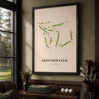 Glen View Club Golf Course Map Print Poster | Illinois USA Golf Wall Art