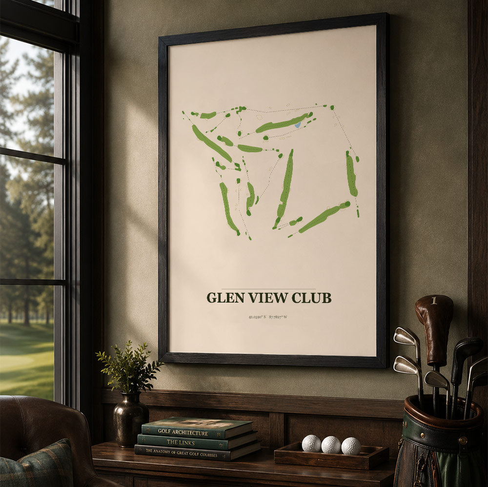 Glen View Club Golf Course Map Print Poster | Illinois USA Golf Wall Art