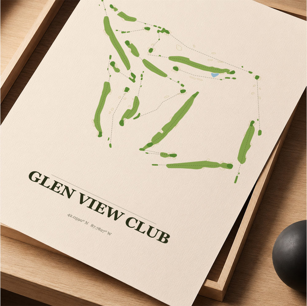 Glen View Club Golf Course Map Print Poster | Illinois USA Golf Wall Art