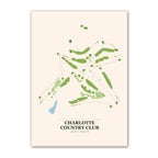 Charlotte Country Club golf course map print poster, Michigan USA golf wall art