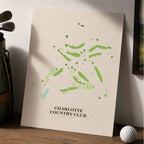 Charlotte Country Club Golf Course Map Print Poster | Michigan USA Golf Wall Art