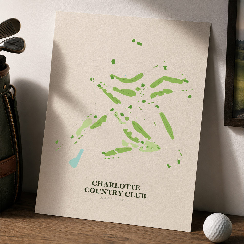 Charlotte Country Club Golf Course Map Print Poster | Michigan USA Golf Wall Art