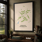 Charlotte Country Club Golf Course Map Print Poster | Michigan USA Golf Wall Art