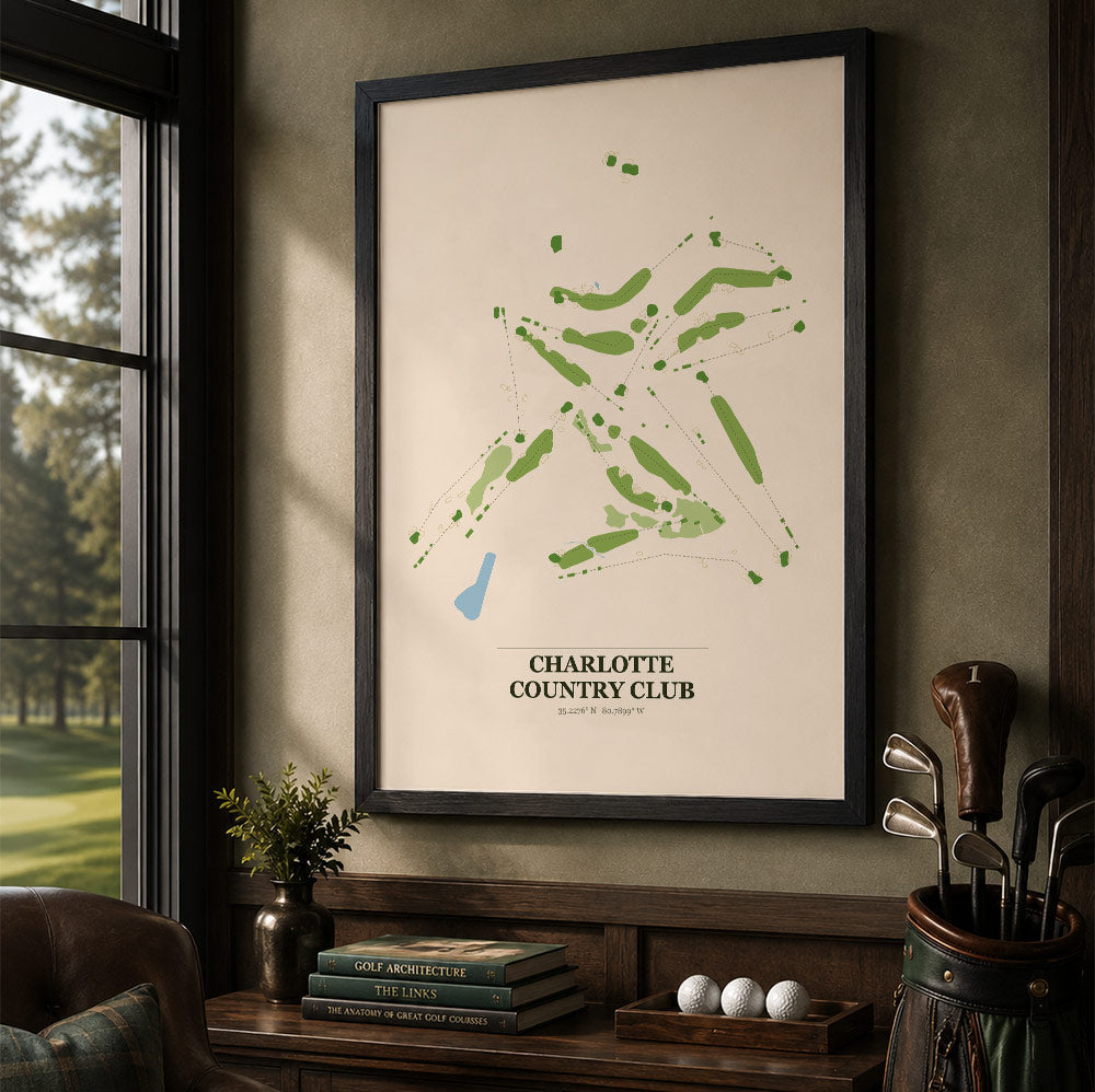 Charlotte Country Club Golf Course Map Print Poster | Michigan USA Golf Wall Art