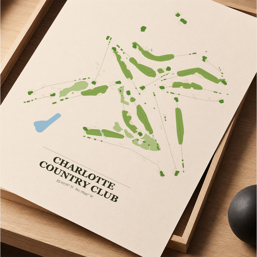 Charlotte Country Club Golf Course Map Print Poster | Michigan USA Golf Wall Art