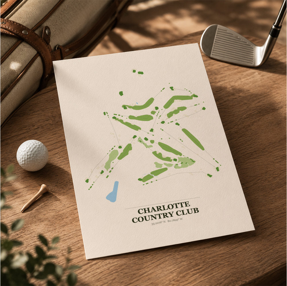 Charlotte Country Club Golf Course Map Print Poster | Michigan USA Golf Wall Art
